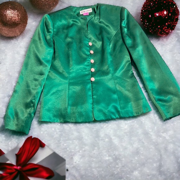 SALE | ANNA CAROLE Vtg Matching Maxi Skirt with Embellished Collarless Blazer - Picture 3 of 15